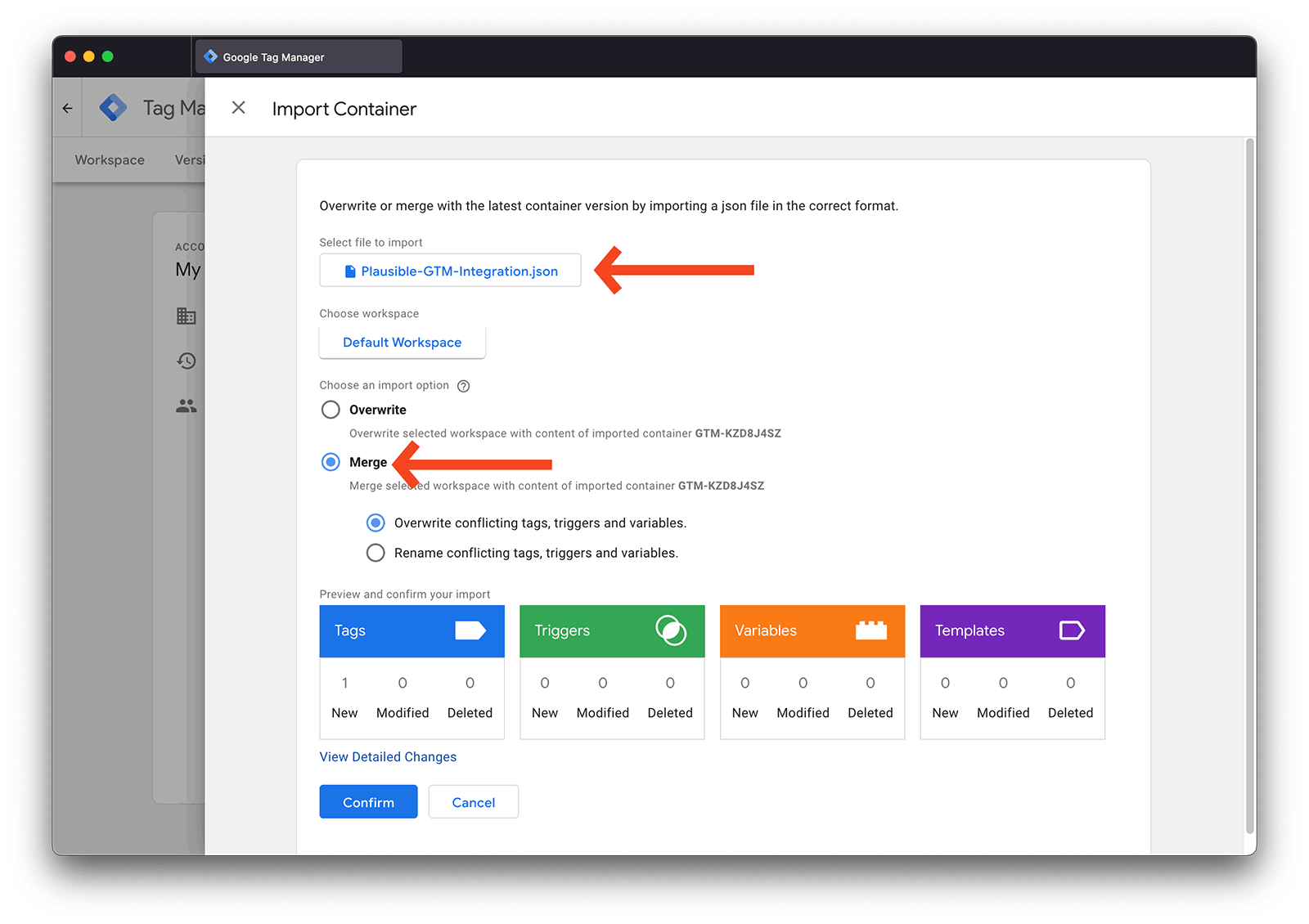 Select container and merge